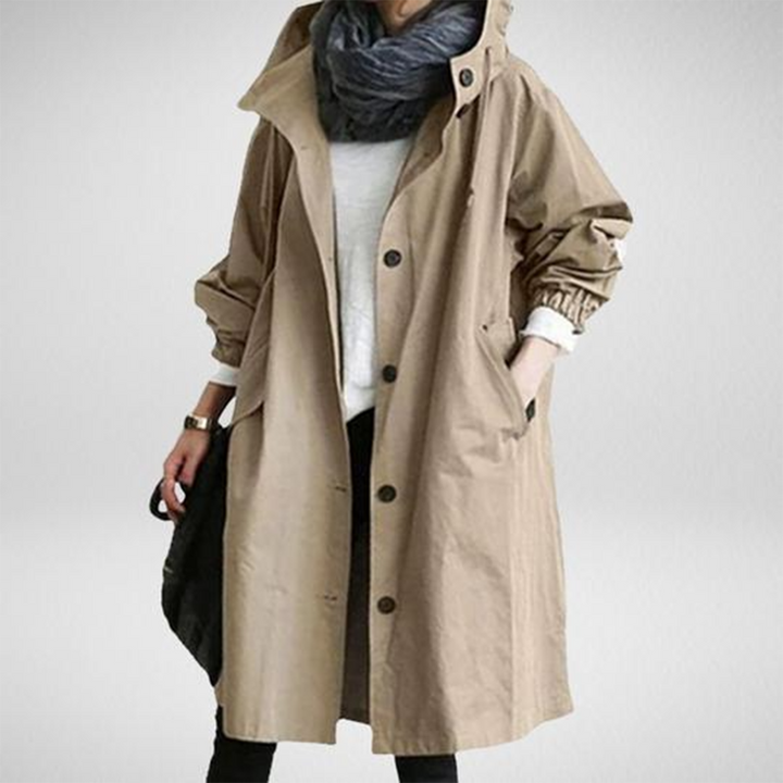 Oversized Longline Raincoat — women's rain jacket in army green
