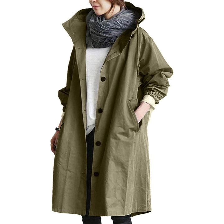Oversized Longline Raincoat — women's rain jacket in khaki