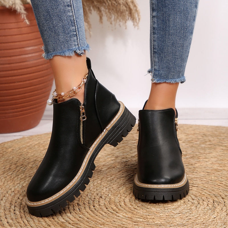 Coralie | Chunky Sole Chelsea Boots for Women - side view