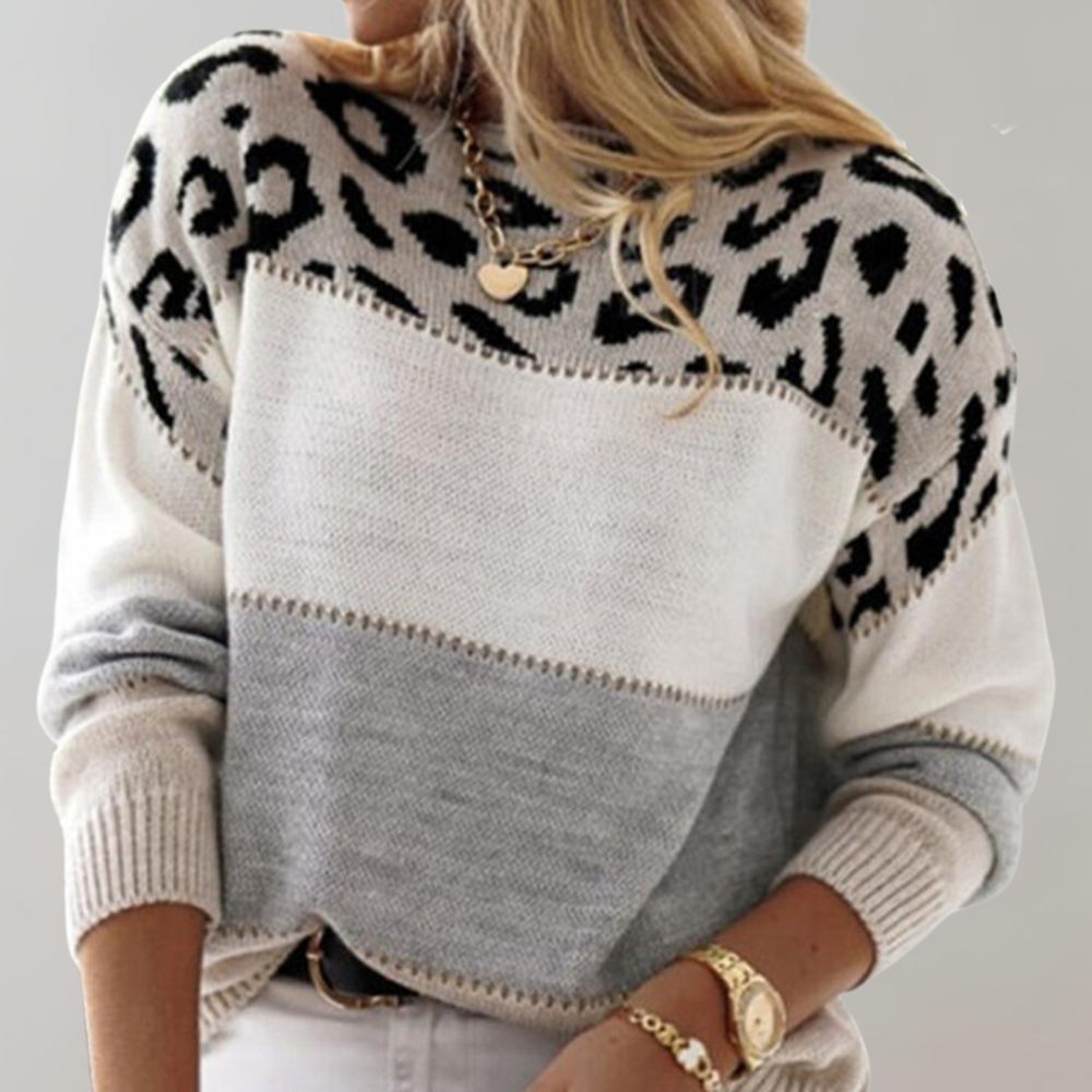 Cosette Colour Block Wool Blend Knit Sweater for Women, view 3