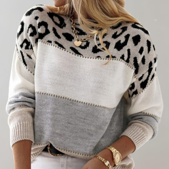 Cosette Colour Block Wool Blend Knit Sweater for Women, view 3