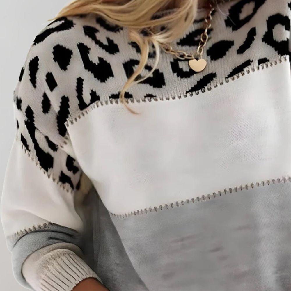 Cosette Colour Block Wool Blend Knit Sweater for Women, view 2