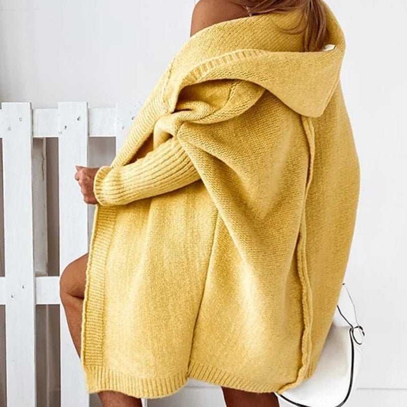Nadine Casual Long Cardigan Hooded Knitted for Women, view 10