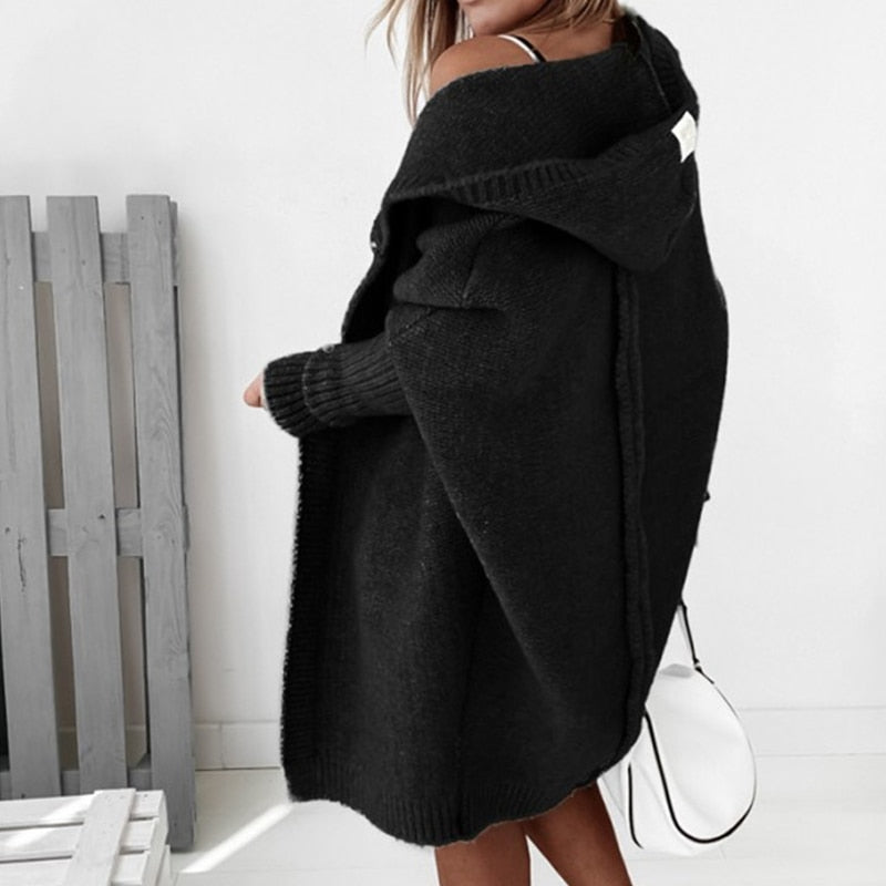 Nadine Casual Long Cardigan Hooded Knitted for Women, view 5
