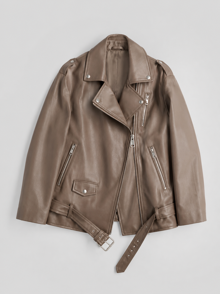 Oversized Faux Leather Biker Jacket for women - view 6
