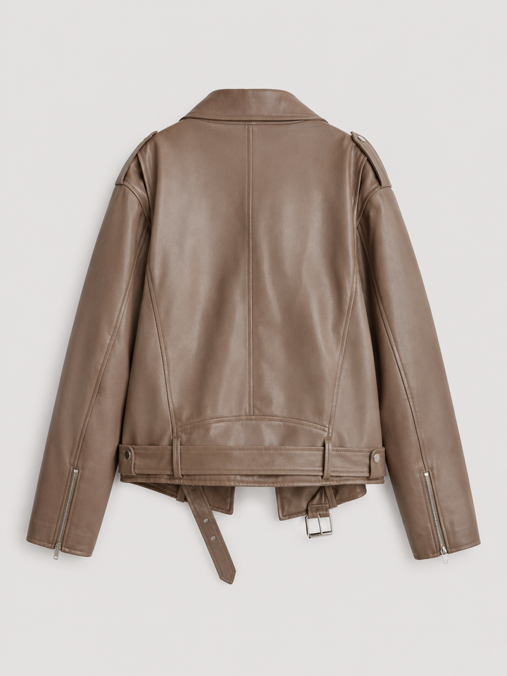 Oversized Faux Leather Biker Jacket for women - view 5
