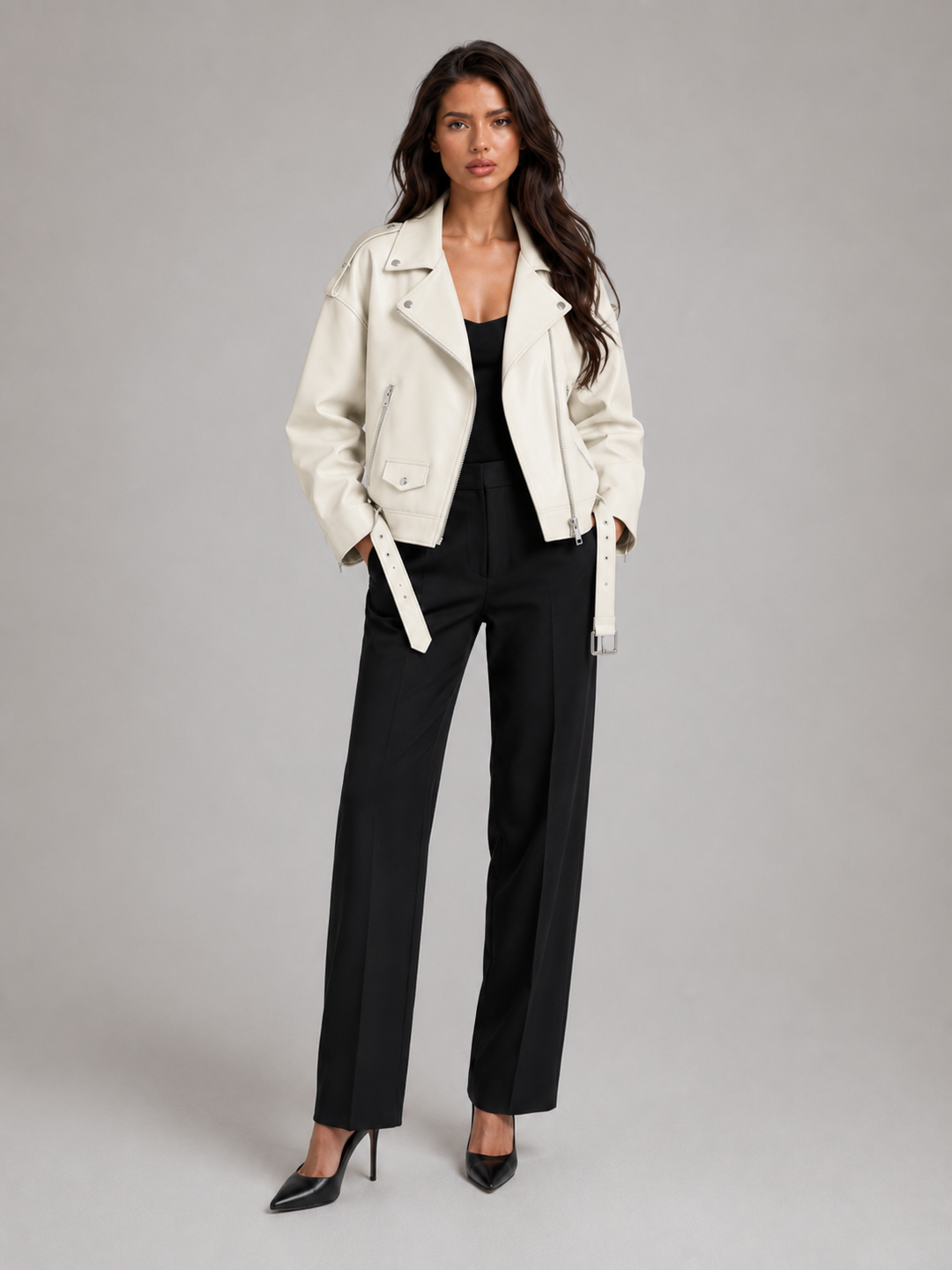 Oversized Faux Leather Biker Jacket for women - view 4