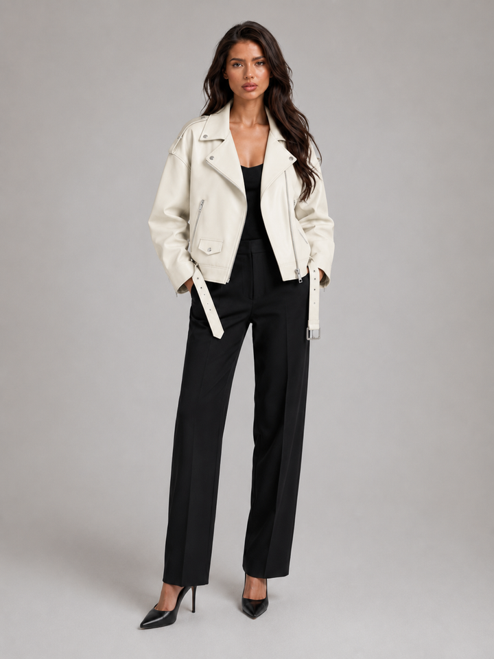 Oversized Faux Leather Biker Jacket for women - view 4