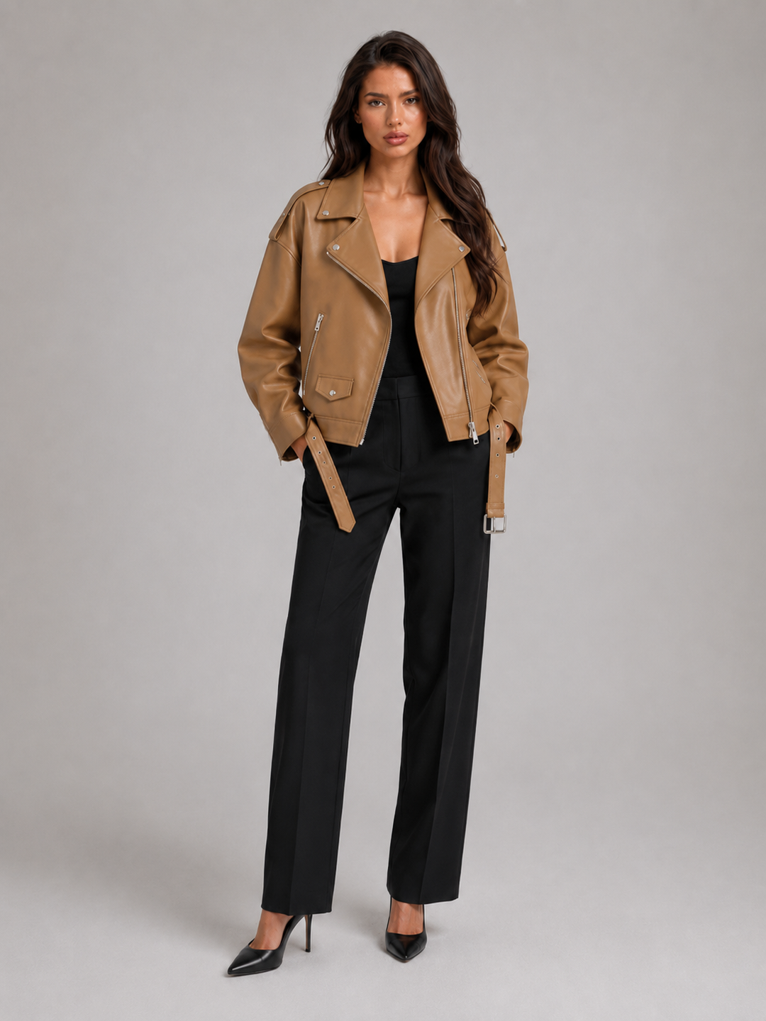 Oversized Faux Leather Biker Jacket for women - view 2