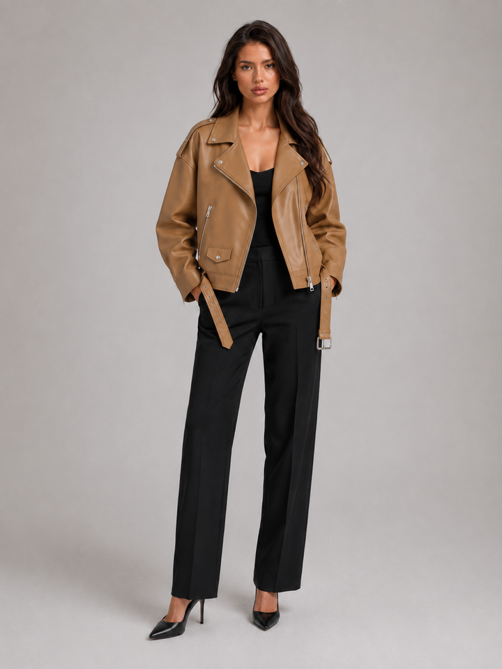 Oversized Faux Leather Biker Jacket for women - view 2