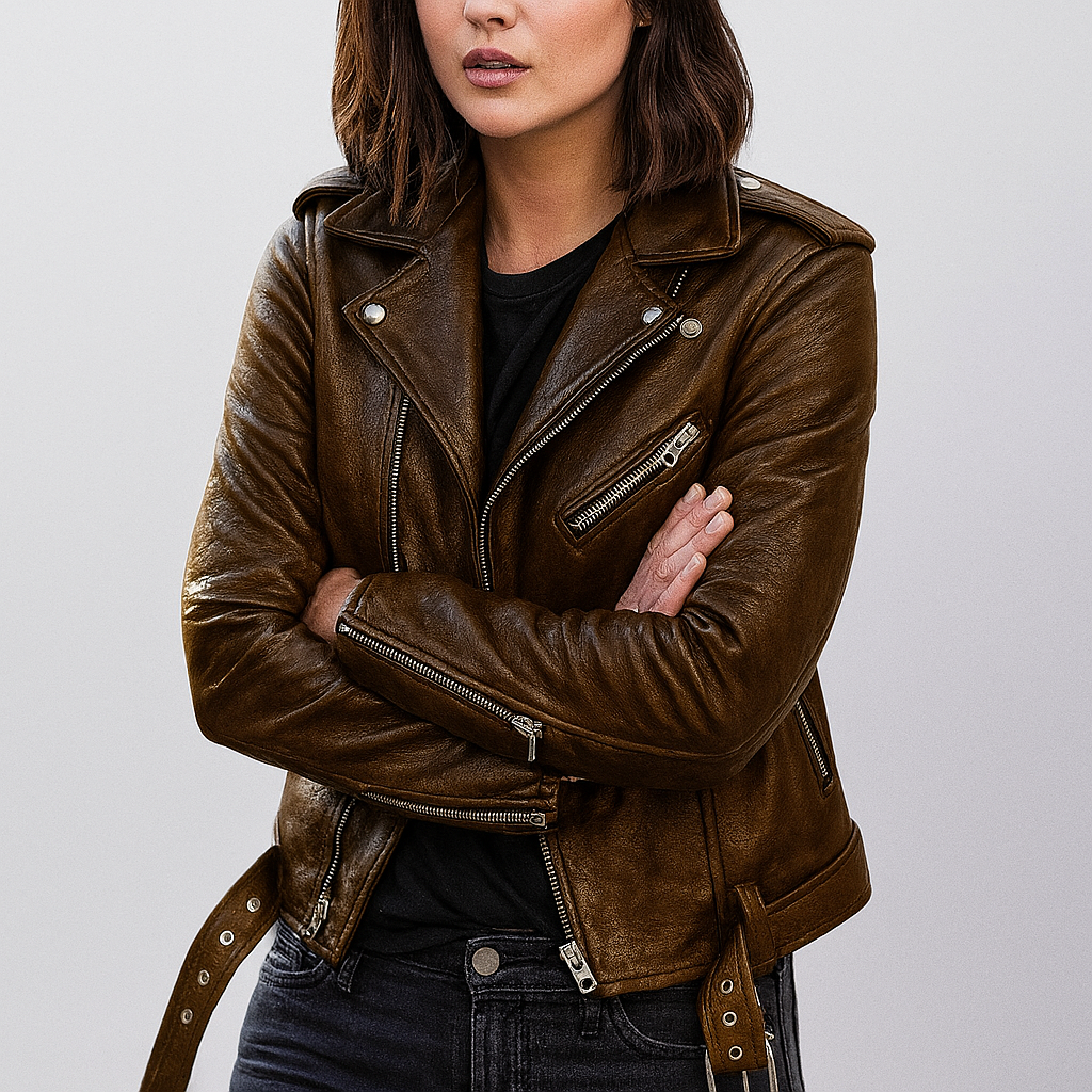 Isla | Classic Faux Leather Biker Jacket for Women