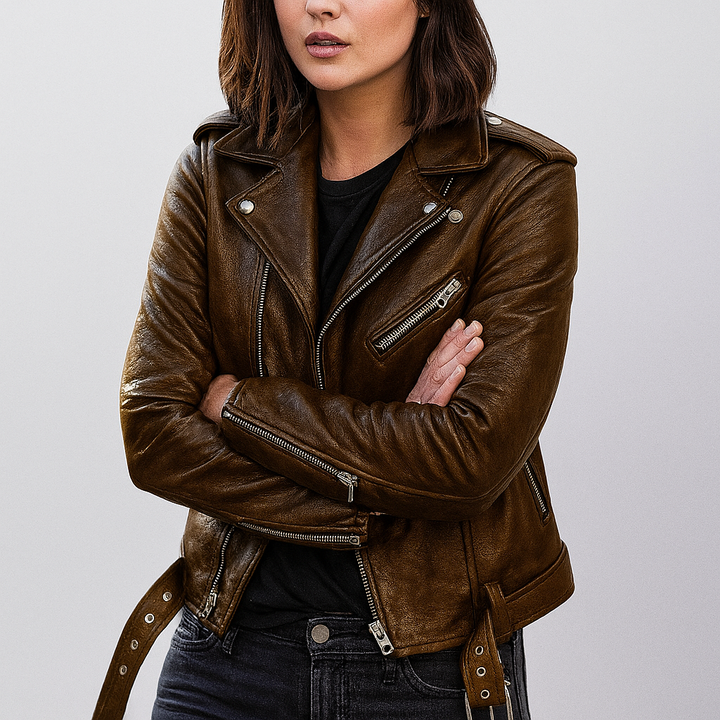 Isla | Classic Faux Leather Biker Jacket for Women