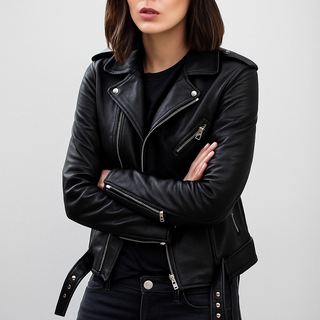 Isla | Classic Faux Leather Biker Jacket for Women