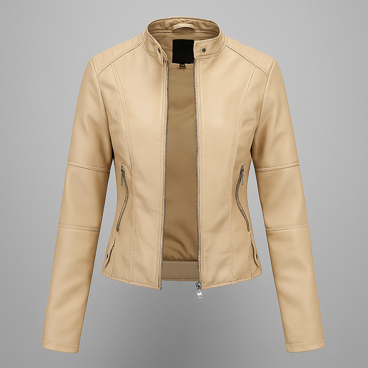 Nora | Fitted Faux Leather Moto Jacket for Women