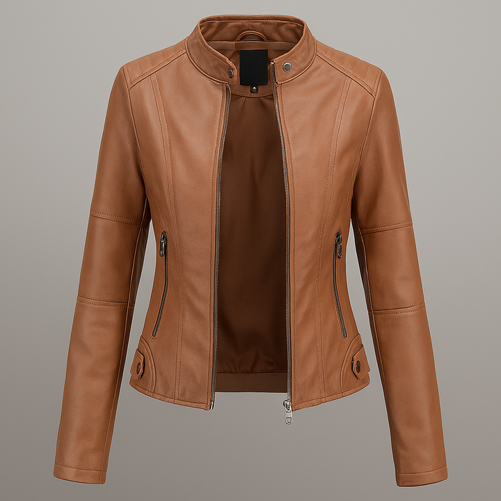 Nora | Fitted Faux Leather Moto Jacket for Women
