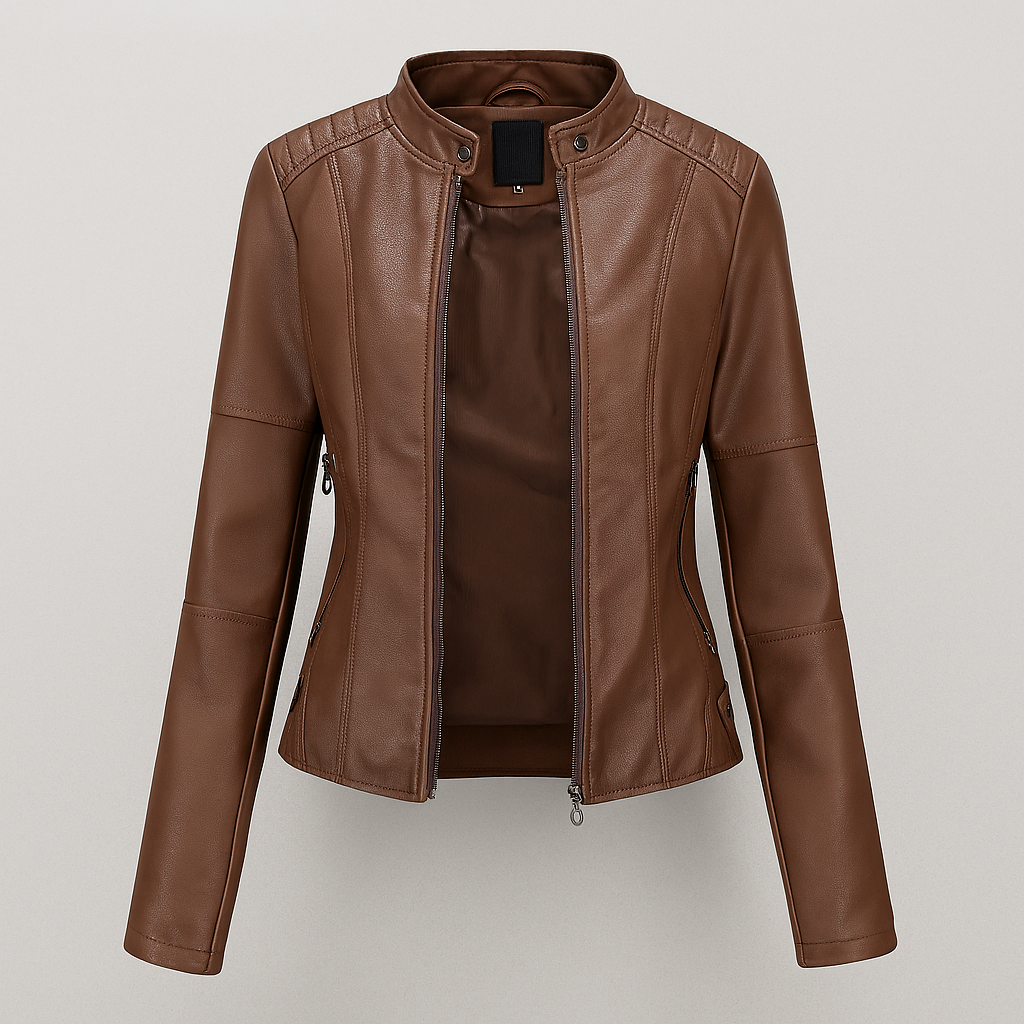 Nora | Fitted Faux Leather Moto Jacket for Women