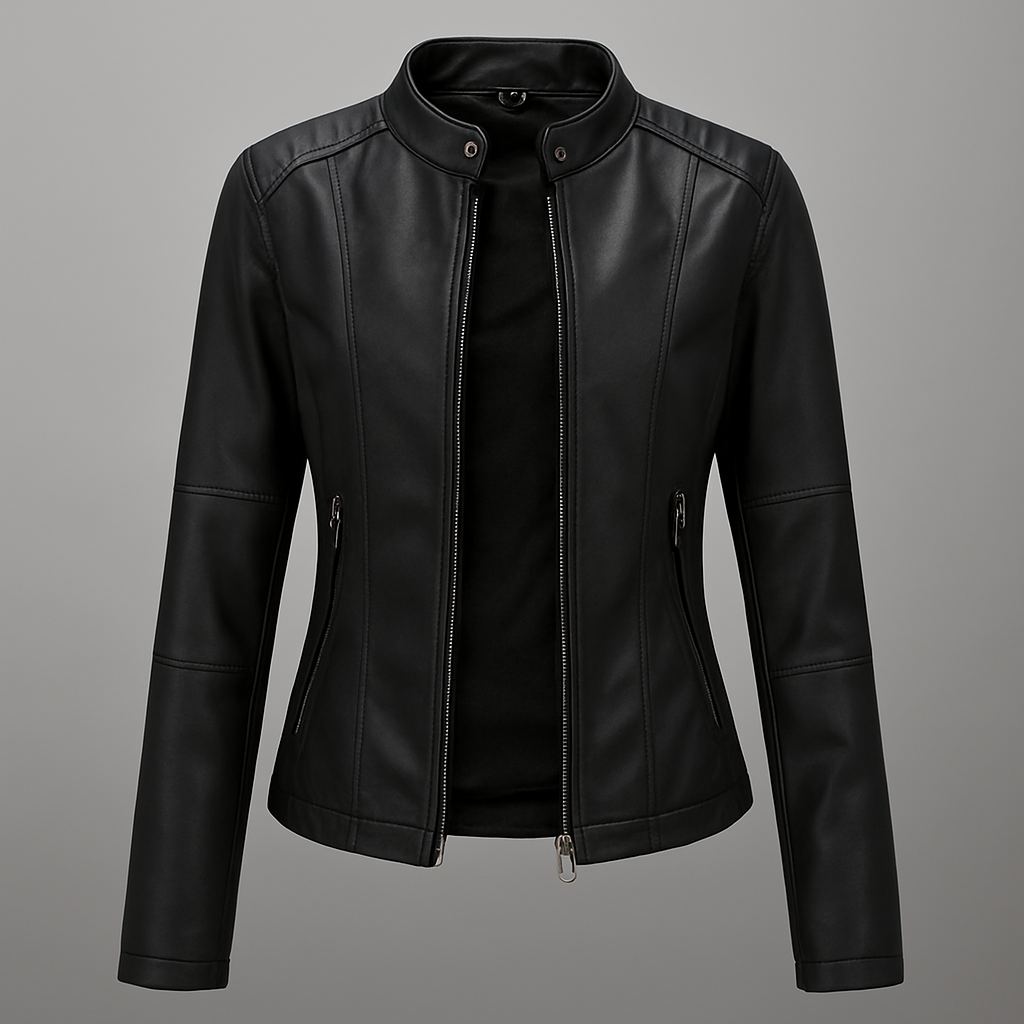 Nora | Fitted Faux Leather Moto Jacket for Women