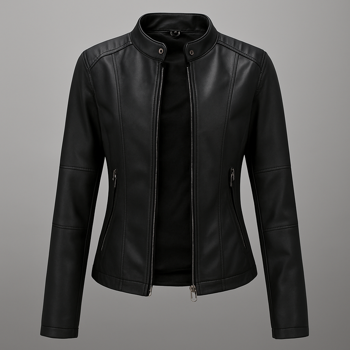 Nora | Fitted Faux Leather Moto Jacket for Women