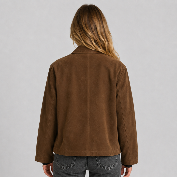 Notched Lapel Suede Blazer Jacket for women - view 3