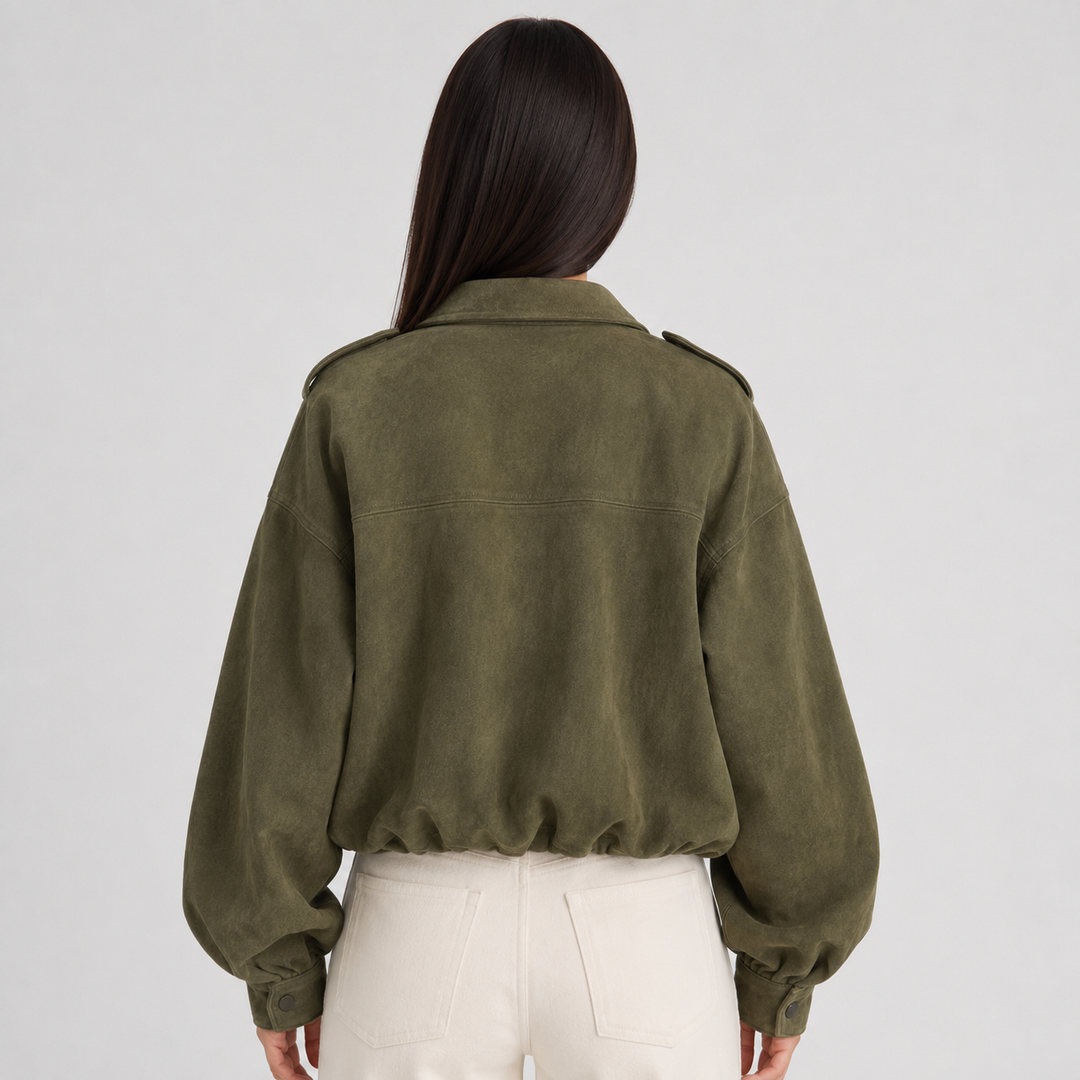 Cropped Oversized Suede Bomber Jacket for women - view 3