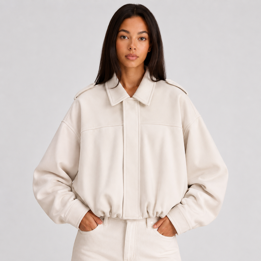 Cropped Oversized Suede Bomber Jacket for women - view 7