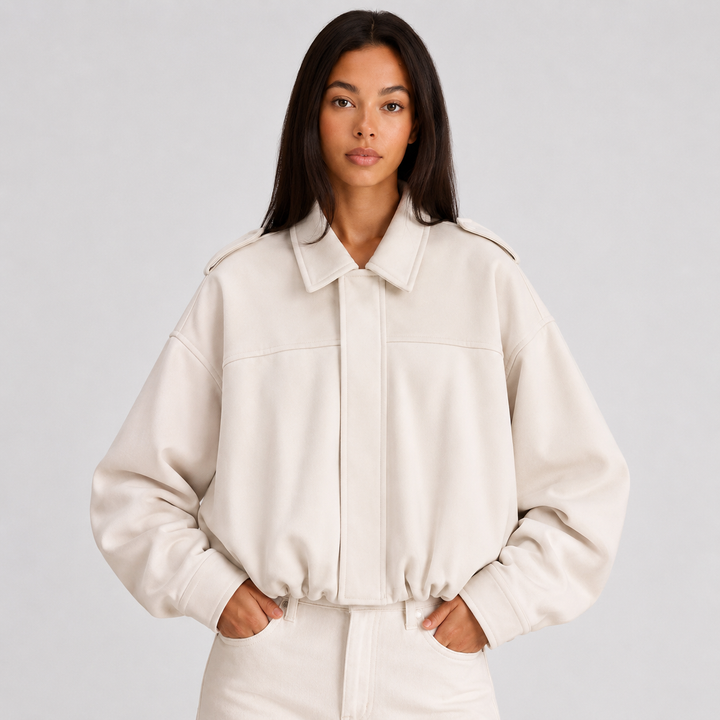Cropped Oversized Suede Bomber Jacket for women - view 7