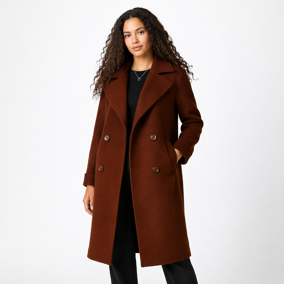 Domitille Classic Trench Coat Belted Double Breasted for Women in Brown