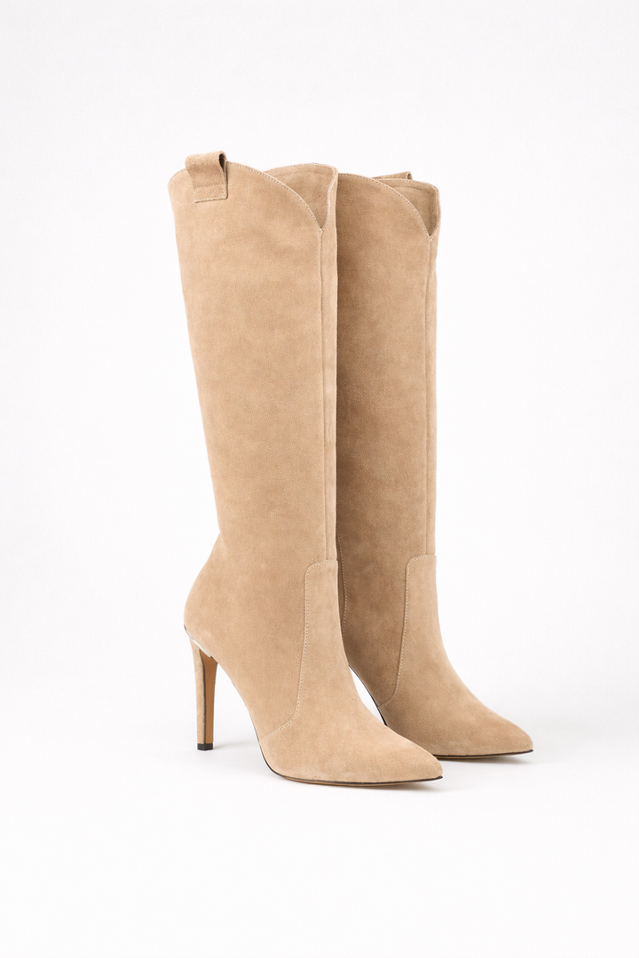 Pointed Heeled Knee High Boots — knee high boots for women in brown leather