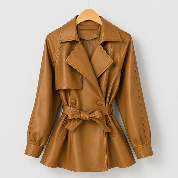 Belted Faux Leather Jacket for women - view 1