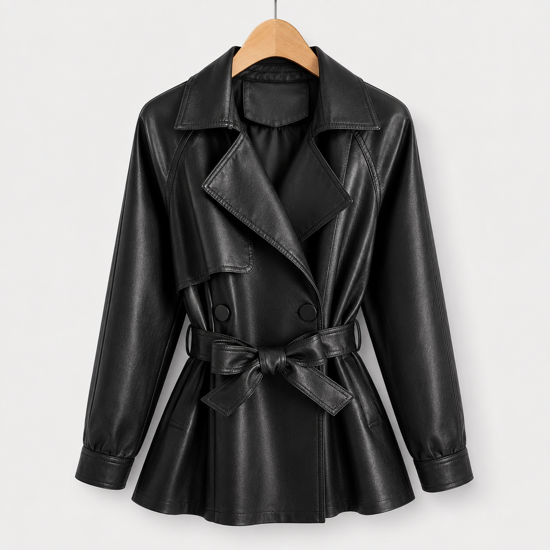 Belted Faux Leather Jacket for women - view 4