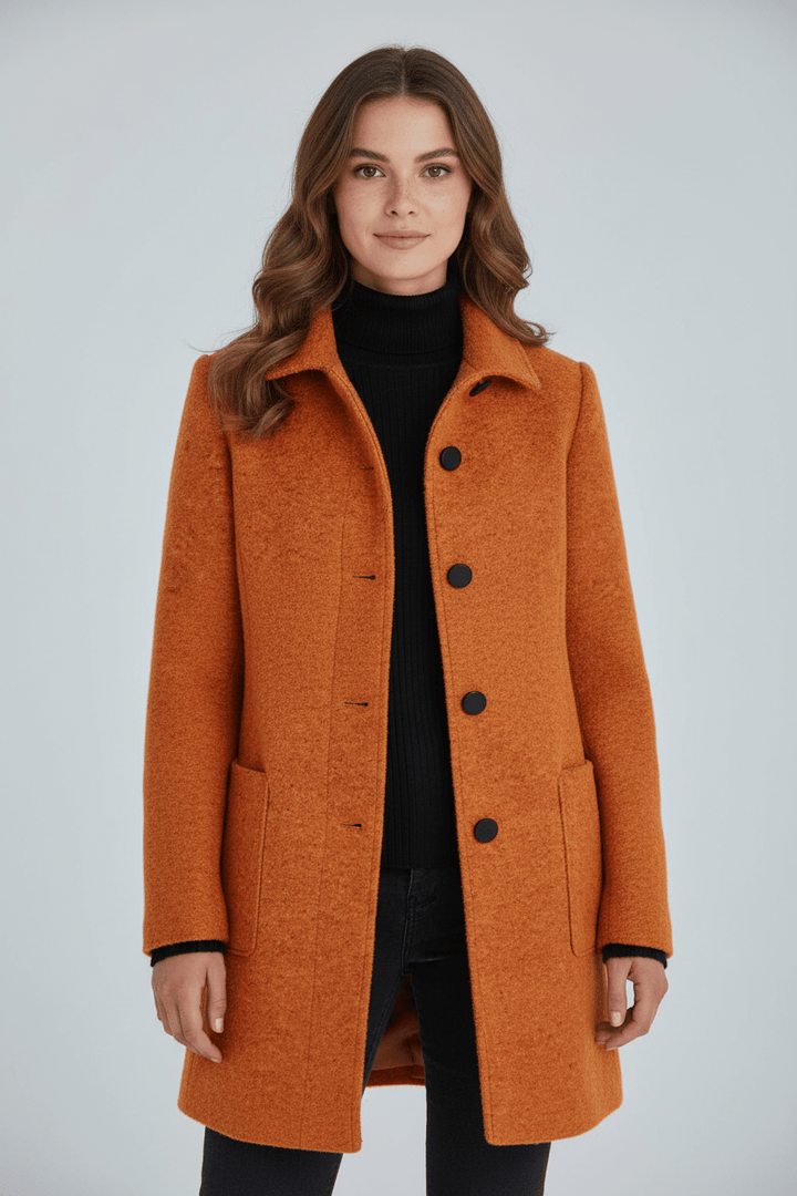 Tailored Wool Blend Short Coat — wool coat for women in orange