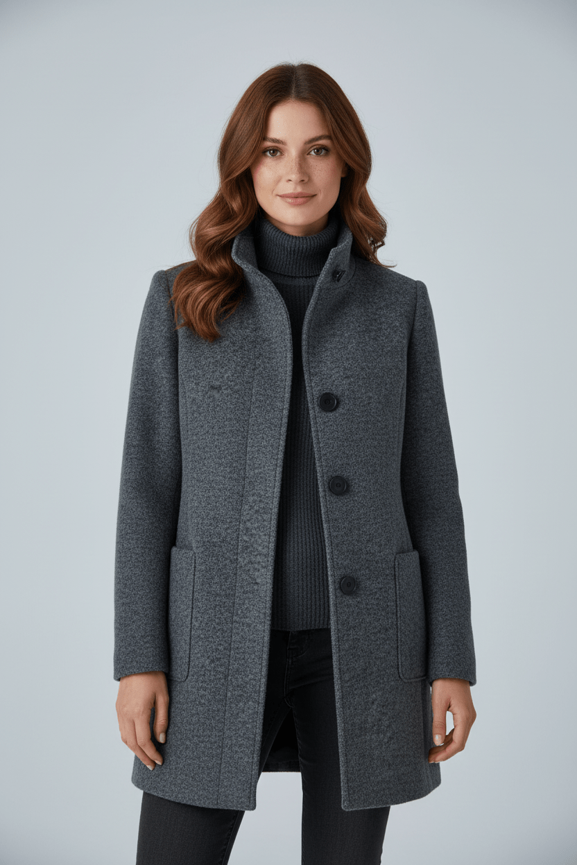 Tailored Wool Blend Short Coat — wool coat for women in grey