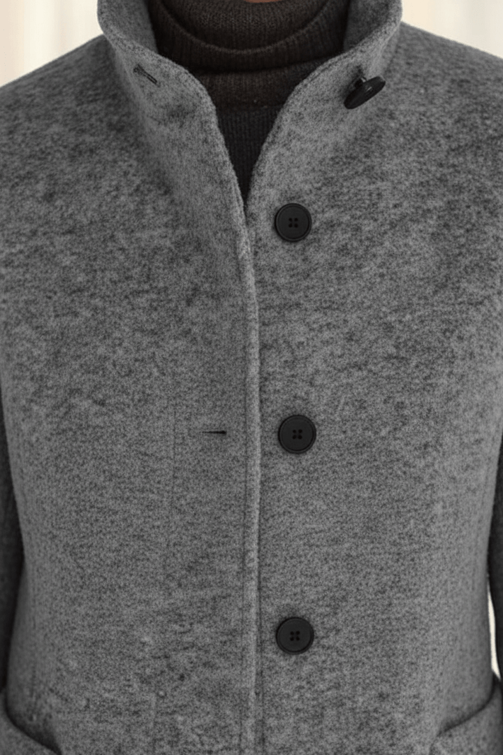 Tailored Wool Blend Short Coat — wool coat for women in blue