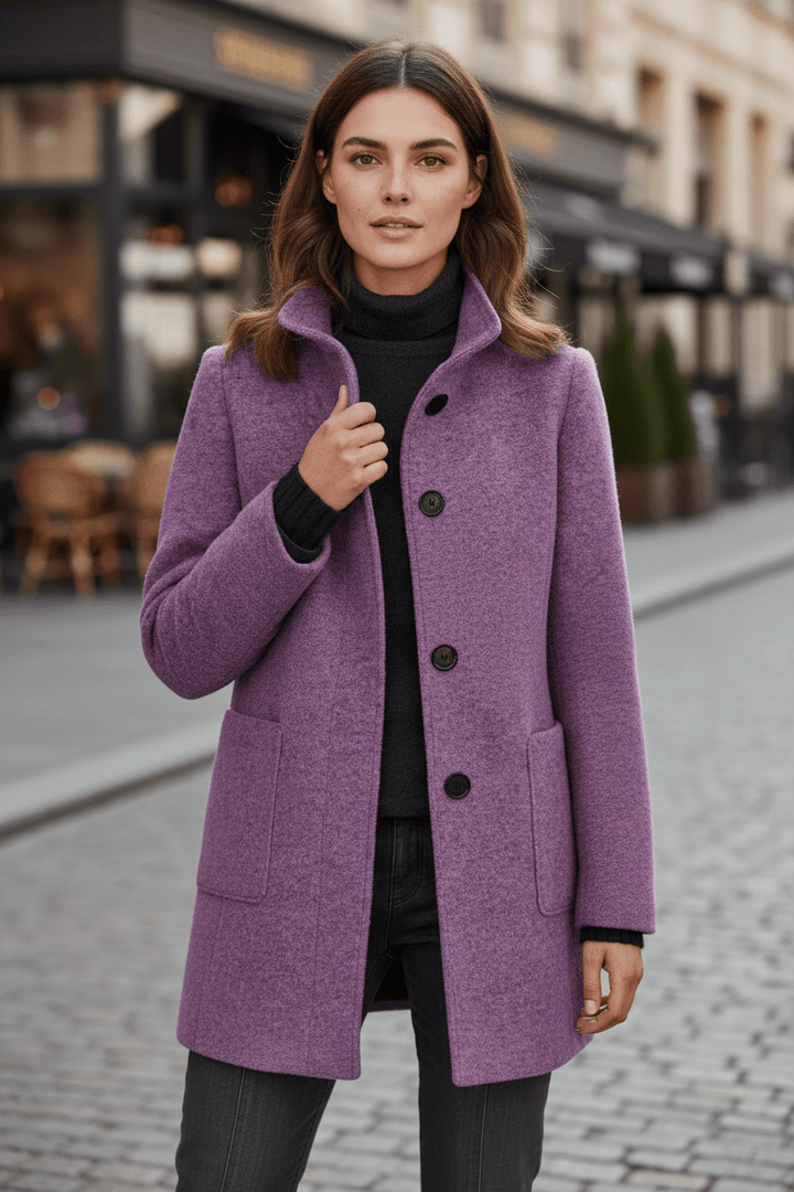 Tailored Wool Blend Short Coat — wool coat for women in khaki