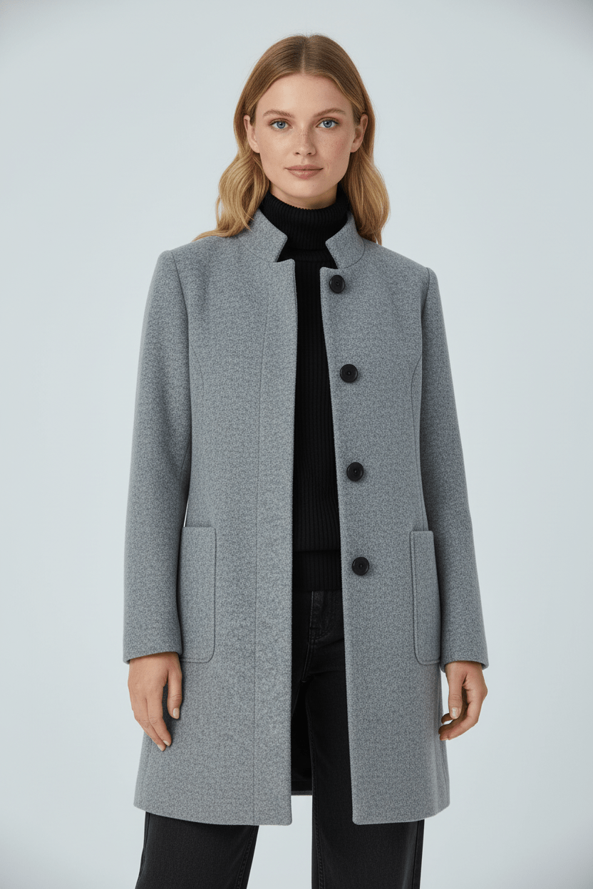 Tailored Wool Blend Short Coat — wool coat for women in light grey