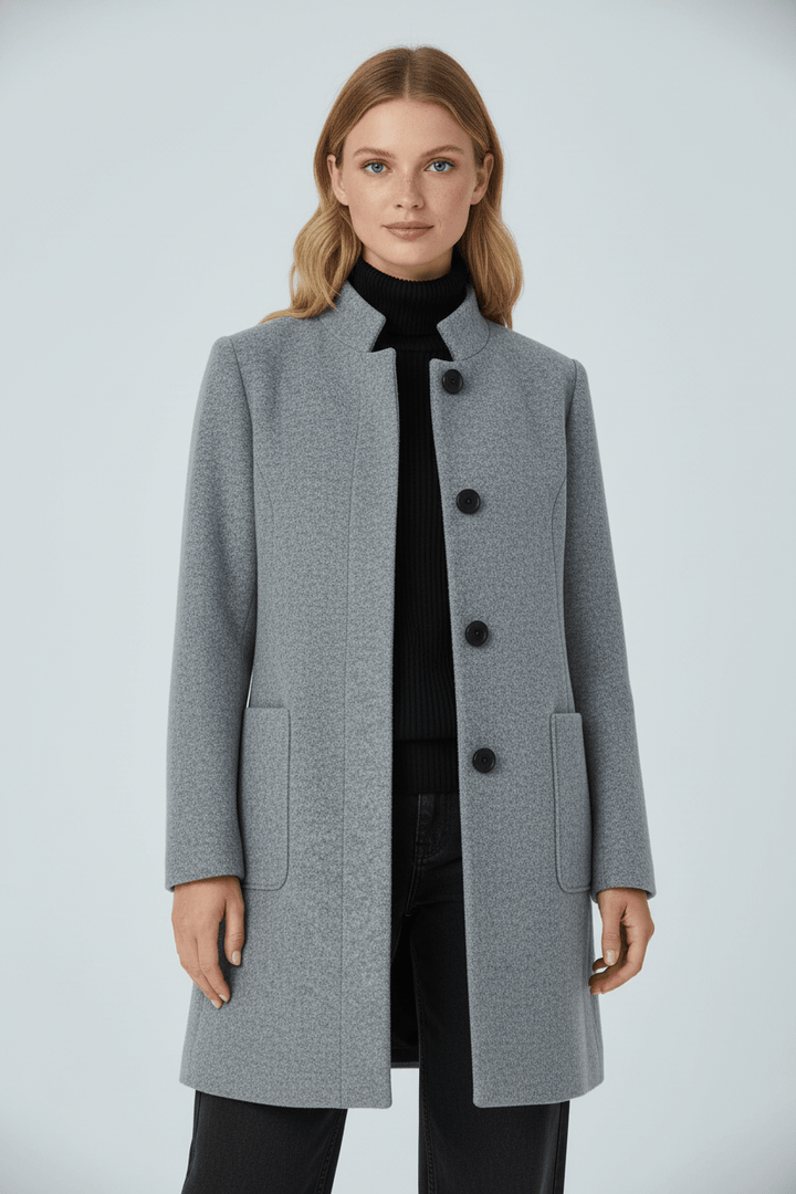 Tailored Wool Blend Short Coat — wool coat for women in light grey