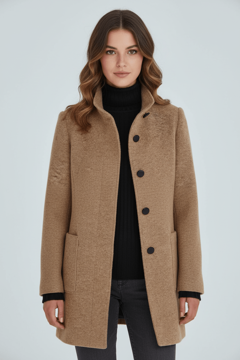 Tailored Wool Blend Short Coat — wool coat for women in light grey