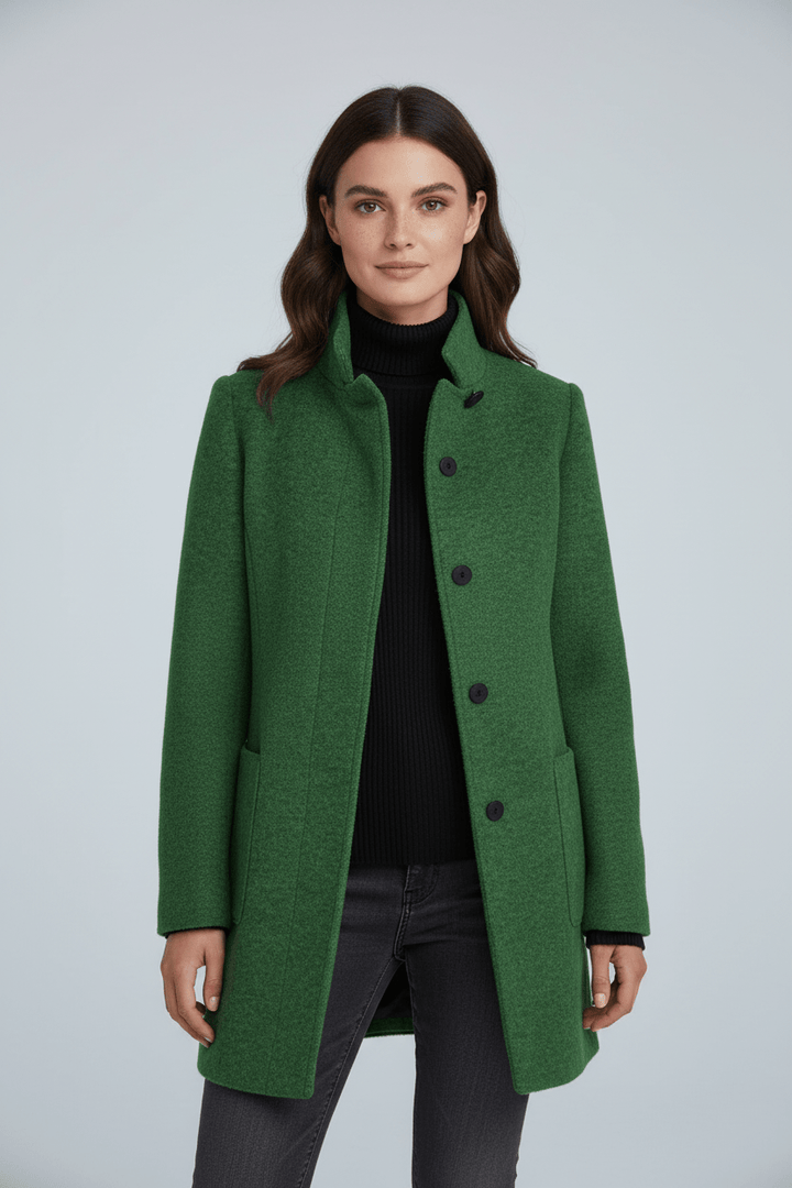 Tailored Wool Blend Short Coat — wool coat for women in green