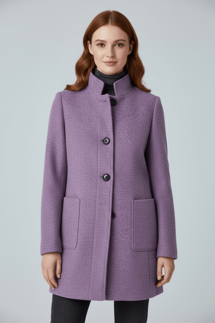 Tailored Wool Blend Short Coat — wool coat for women in purple
