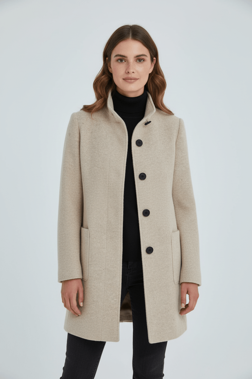 Tailored Wool Blend Short Coat — wool coat for women in beige