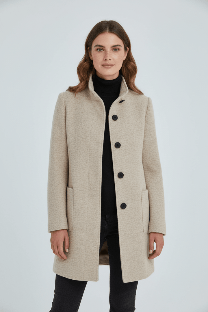 Tailored Wool Blend Short Coat — wool coat for women in beige