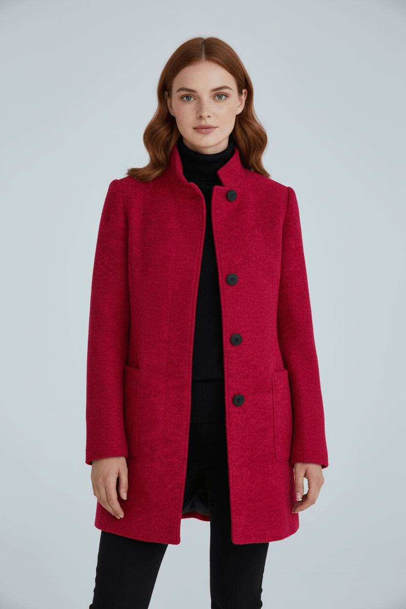 Tailored Wool Blend Short Coat — wool coat for women in red
