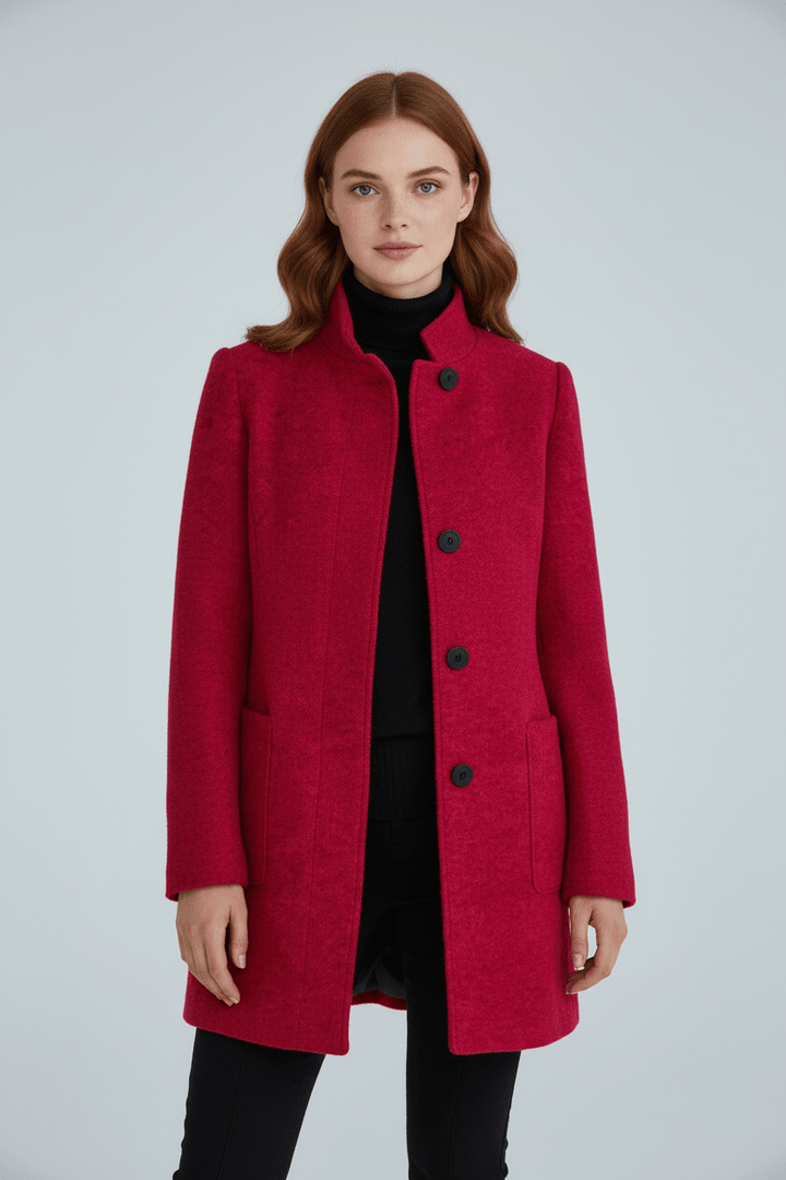 Tailored Wool Blend Short Coat — wool coat for women in red