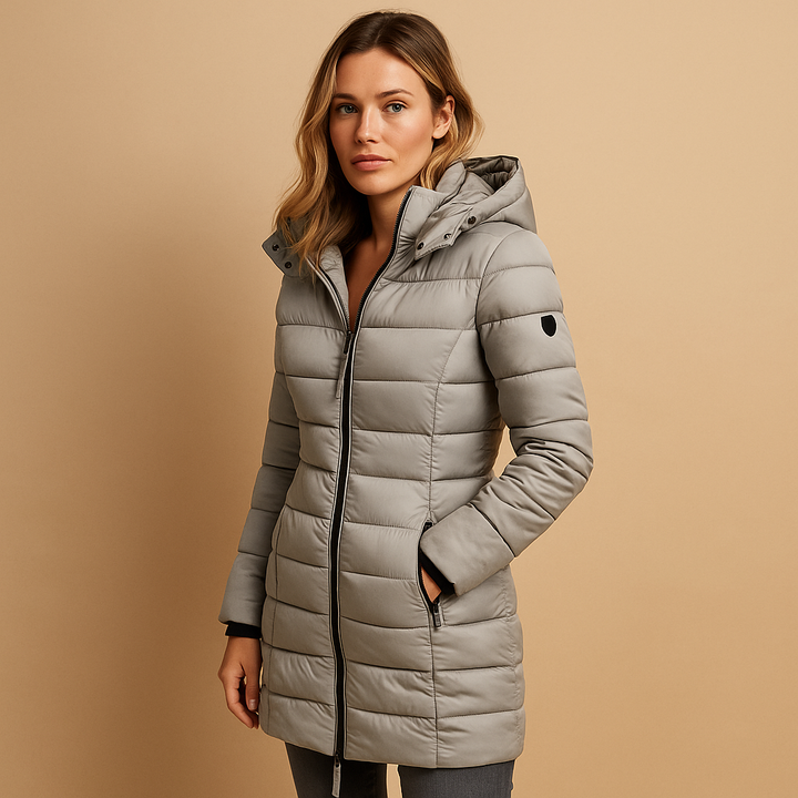Hooded Puffer Jacket Winter Coat — puffer jacket for women in gray