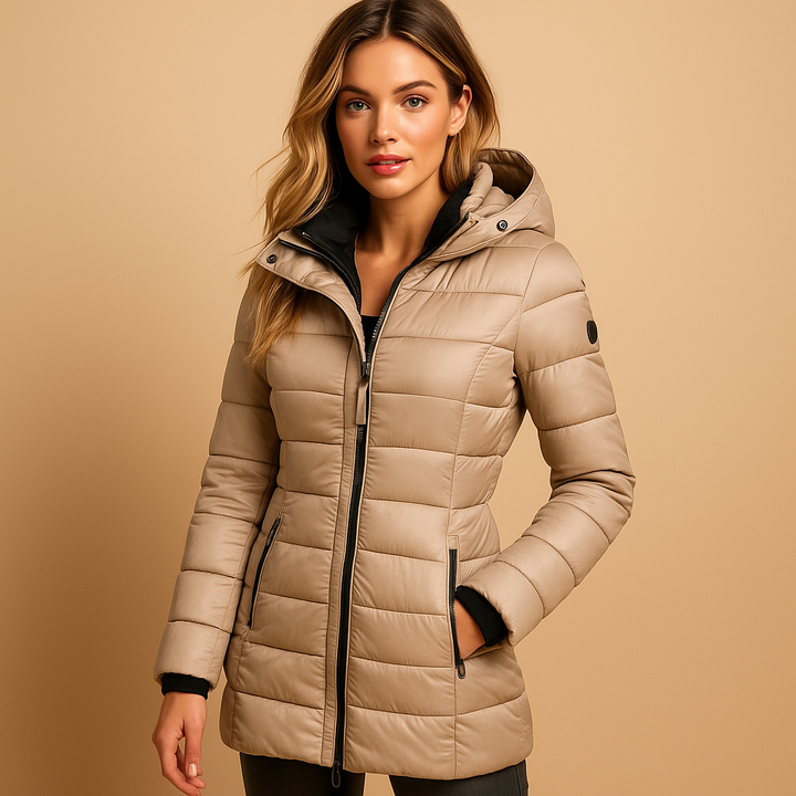 Hooded Puffer Jacket Winter Coat — puffer jacket for women in khaki