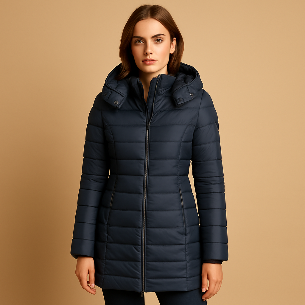 Hooded Puffer Jacket Winter Coat — puffer jacket for women in navy blue