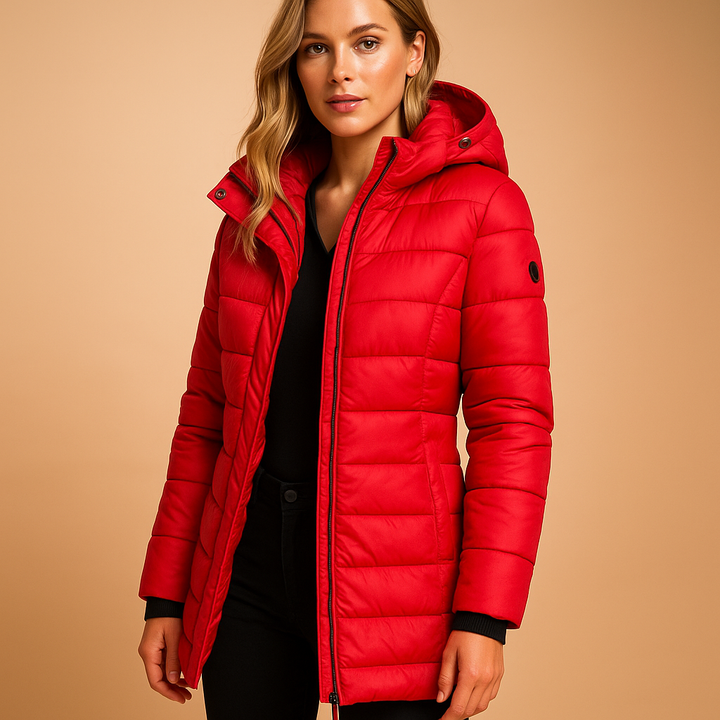 Hooded Puffer Jacket Winter Coat — puffer jacket for women in red