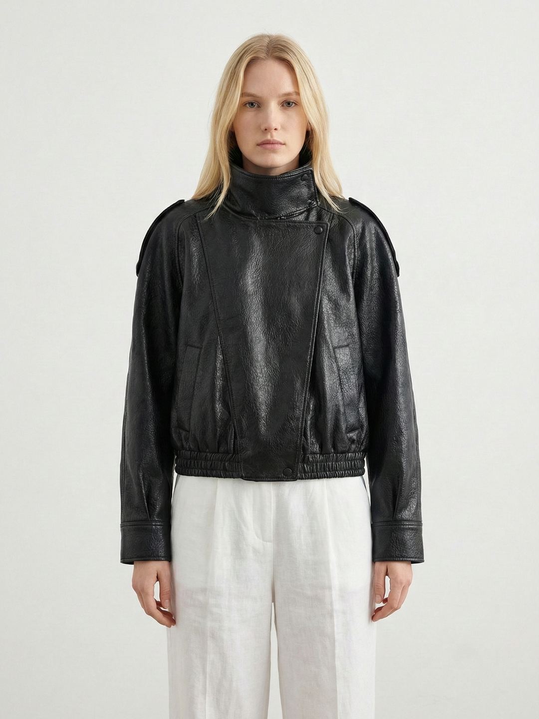 Structured Oversized Faux Leather Jacket for women - view 2