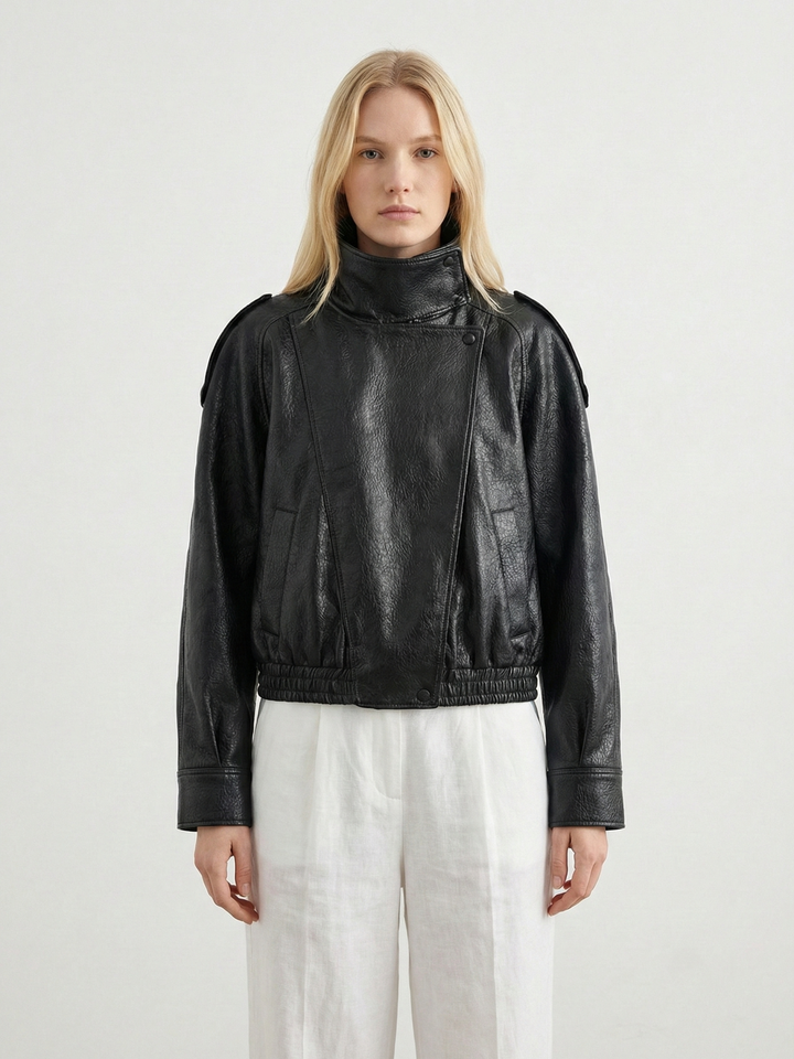 Structured Oversized Faux Leather Jacket for women - view 2