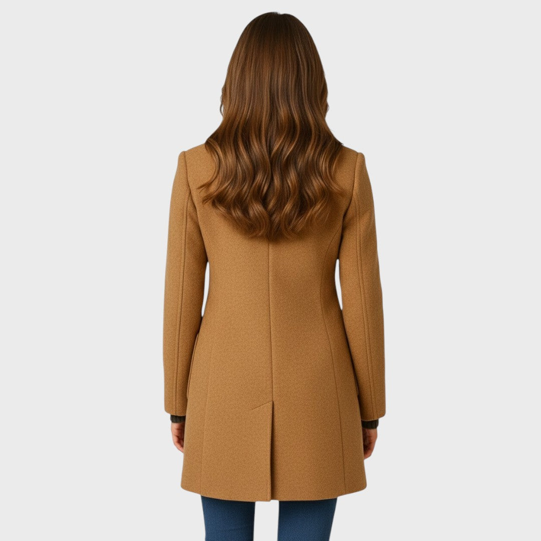 Stand Collar Wool Blend Coat — wool coat for women in black